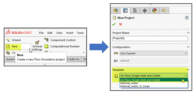 , SOLIDWORKS Flow Simulation Project Templates