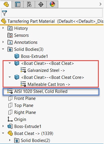 , SOLIDWORKS 2021 What’s New – Transferring Materials for Inserted Parts