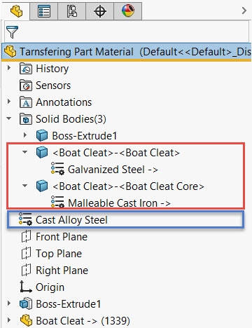 , SOLIDWORKS 2021 What’s New – Transferring Materials for Inserted Parts