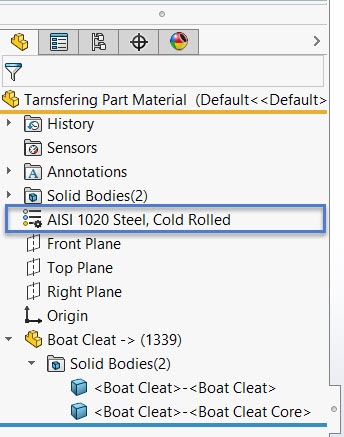 , SOLIDWORKS 2021 What’s New – Transferring Materials for Inserted Parts