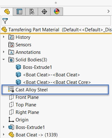 , SOLIDWORKS 2021 What’s New – Transferring Materials for Inserted Parts