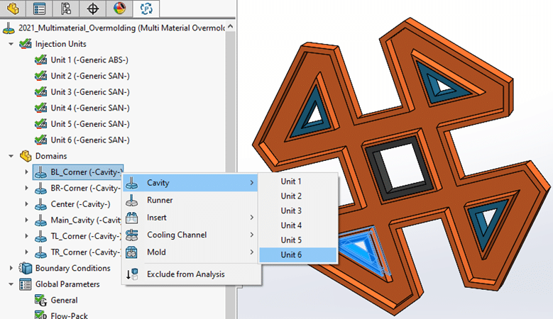 , SOLIDWORKS 2021 What’s New – SOLIDWORKS Plastics Multi-Material Overmolding Enhancements