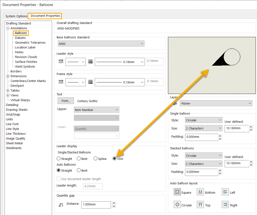 , SOLIDWORKS 2021 What’s New – VDA Balloons