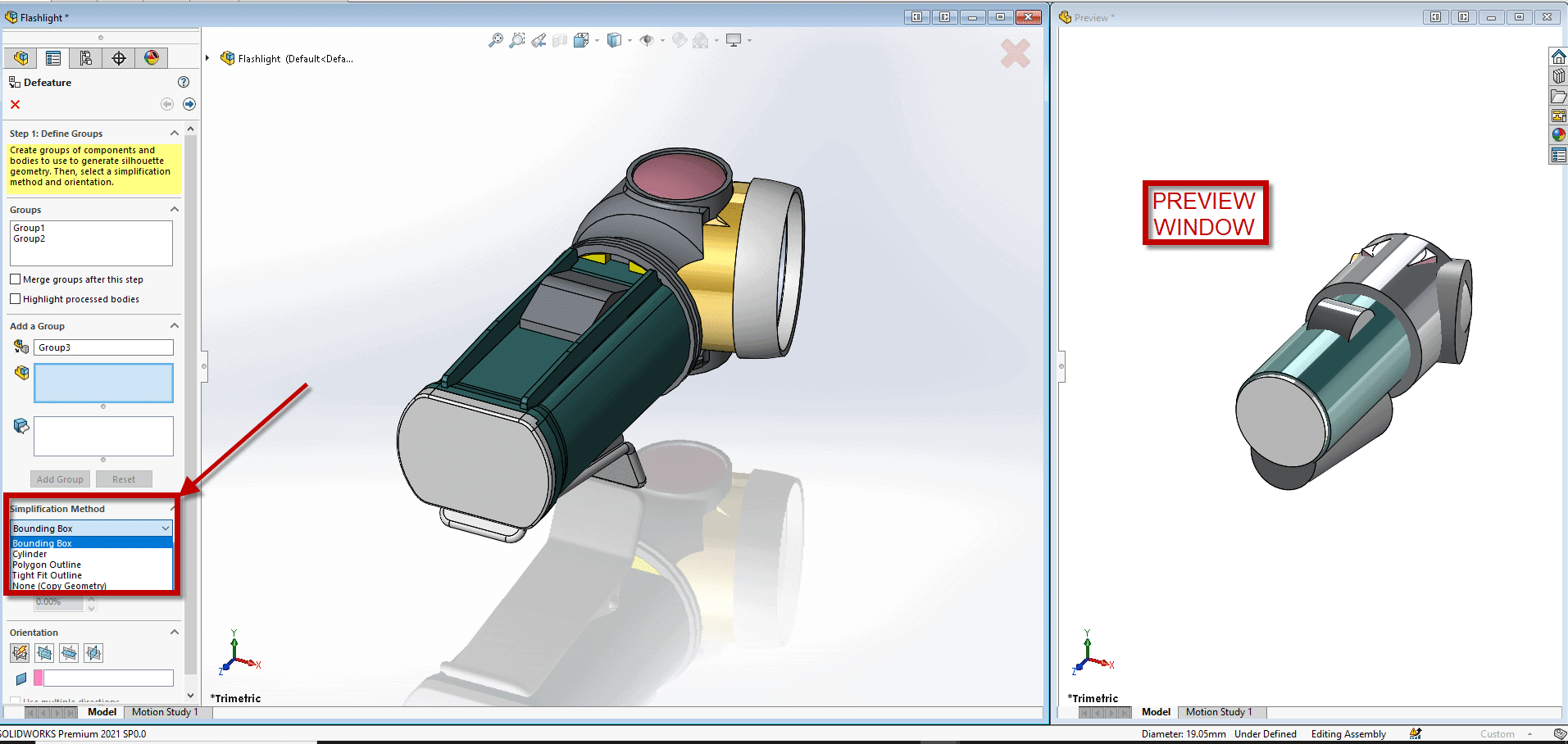 , SOLIDWORKS 2021 What’s New – Silhouette Defeature Configurations