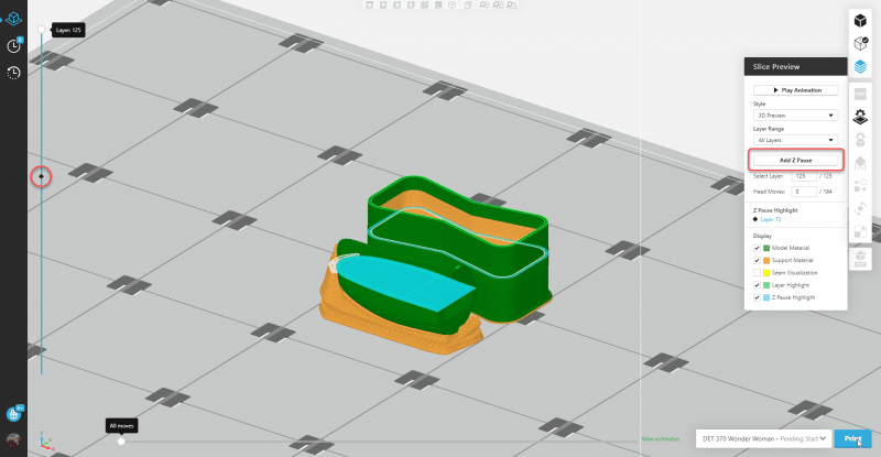 Pause Added in GrabCAD Print