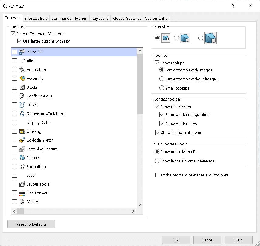 , SOLIDWORKS Customization settings made easy