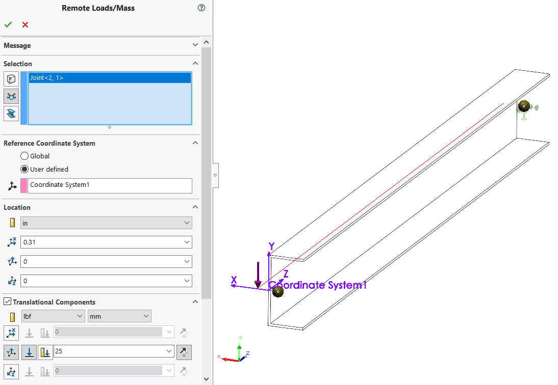 , Neutral Axis, Shear Center and Beam Meshing in SOLIDWORKS Simulation
