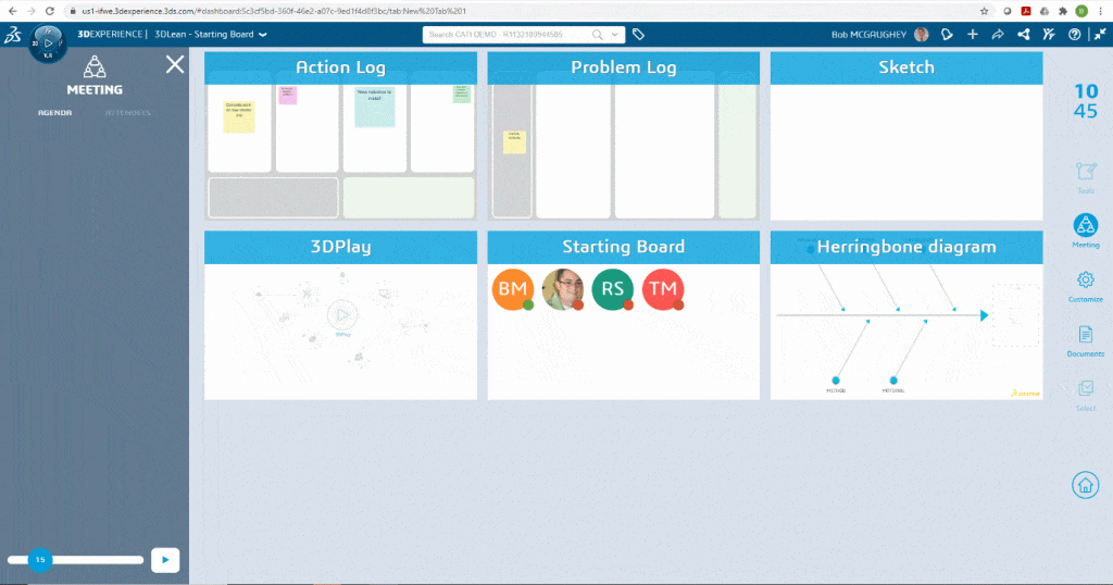 , 3DLEAN on the 3DEXPERIENCE Platform: Live White Board Meetings for your Team.