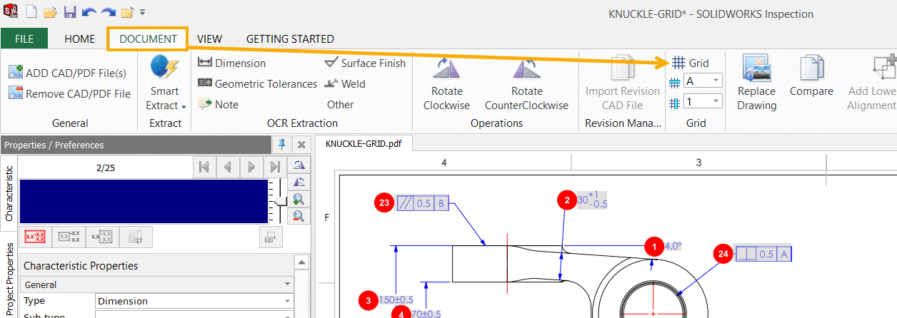 solidworks inspection, SOLIDWORKS Inspection Standalone &#8211; Finding Characteristics with Ease Using a Grid