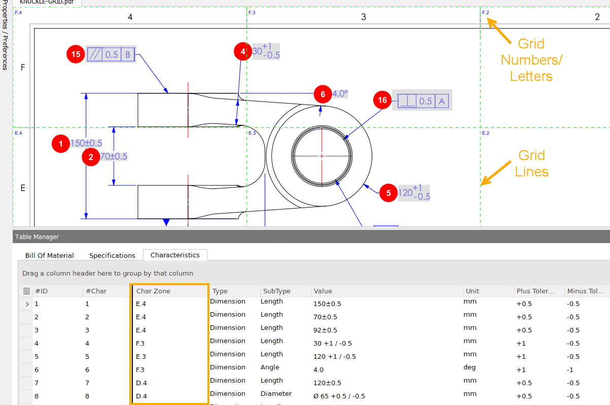 solidworks inspection, SOLIDWORKS Inspection Standalone &#8211; Finding Characteristics with Ease Using a Grid