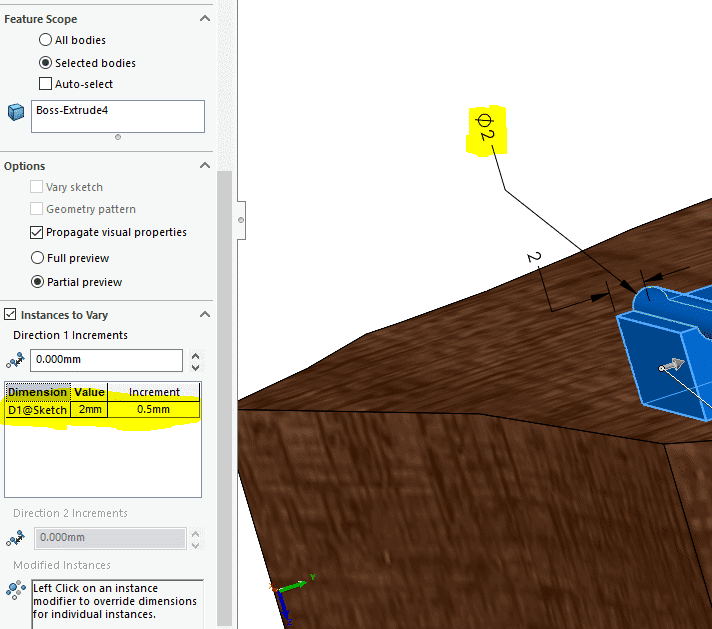 , SOLIDWORKS – Vary Pattern Instances
