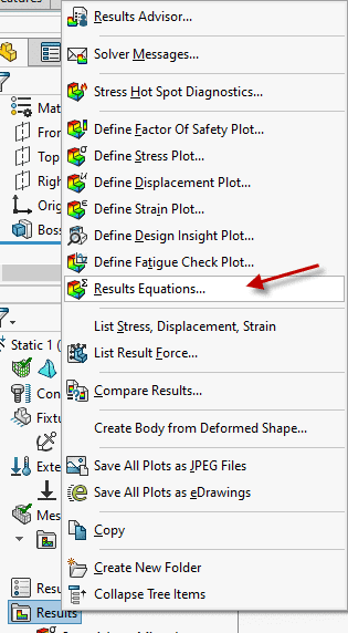 , How Do I Create Custom Plots Utilizing Results Equations in SOLIDWORKS Simulation?