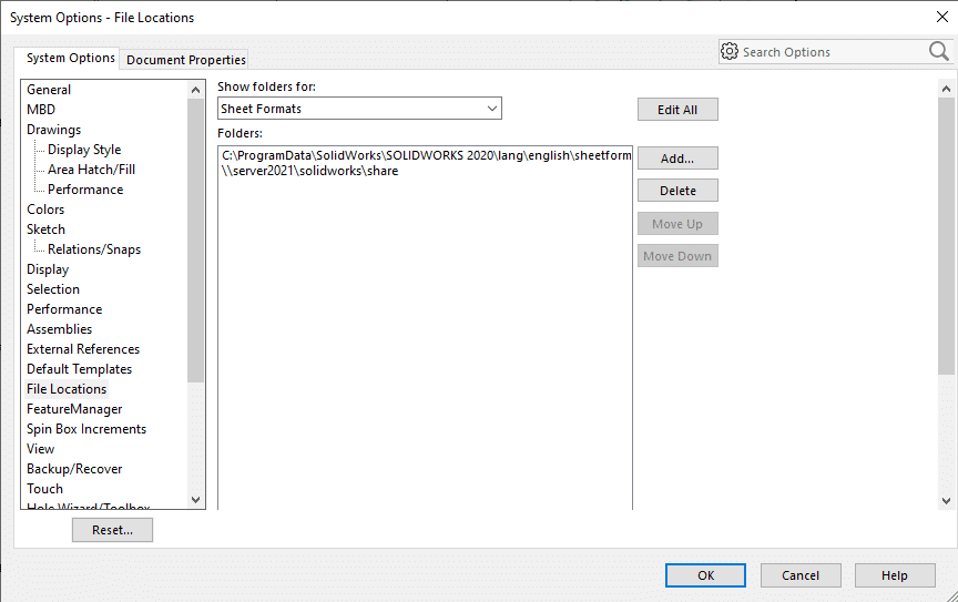 , Why can I not not modify SOLIDWORKS Sheet Properties?