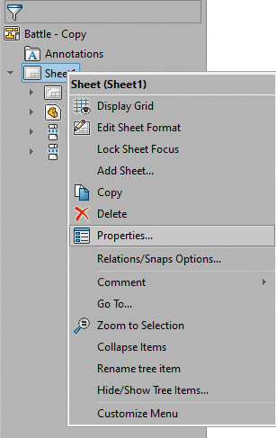 , Why can I not not modify SOLIDWORKS Sheet Properties?