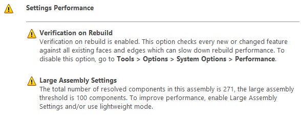 , Performance Evaluation with SOLIDWORKS Assembly