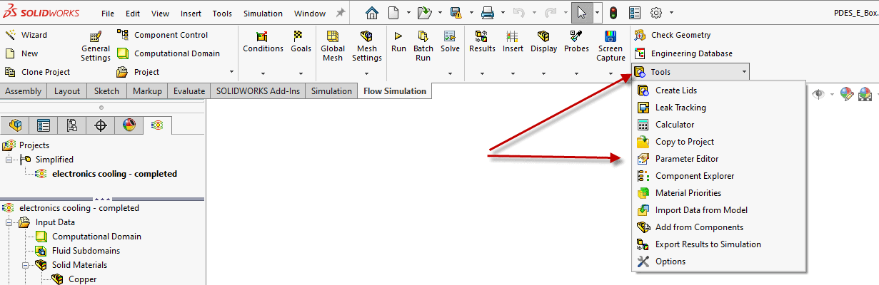 , Iterate Quicker in SOLIDWORKS Flow Simulation using the Parameter Editor