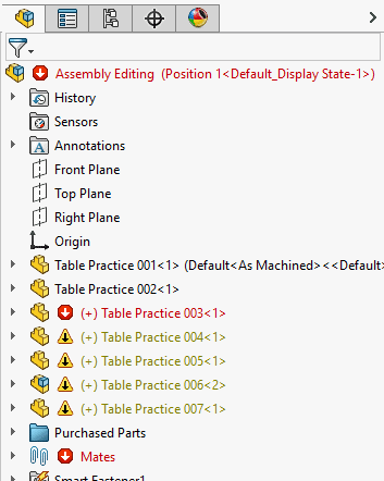 Errors in Feature Manager Design Tree