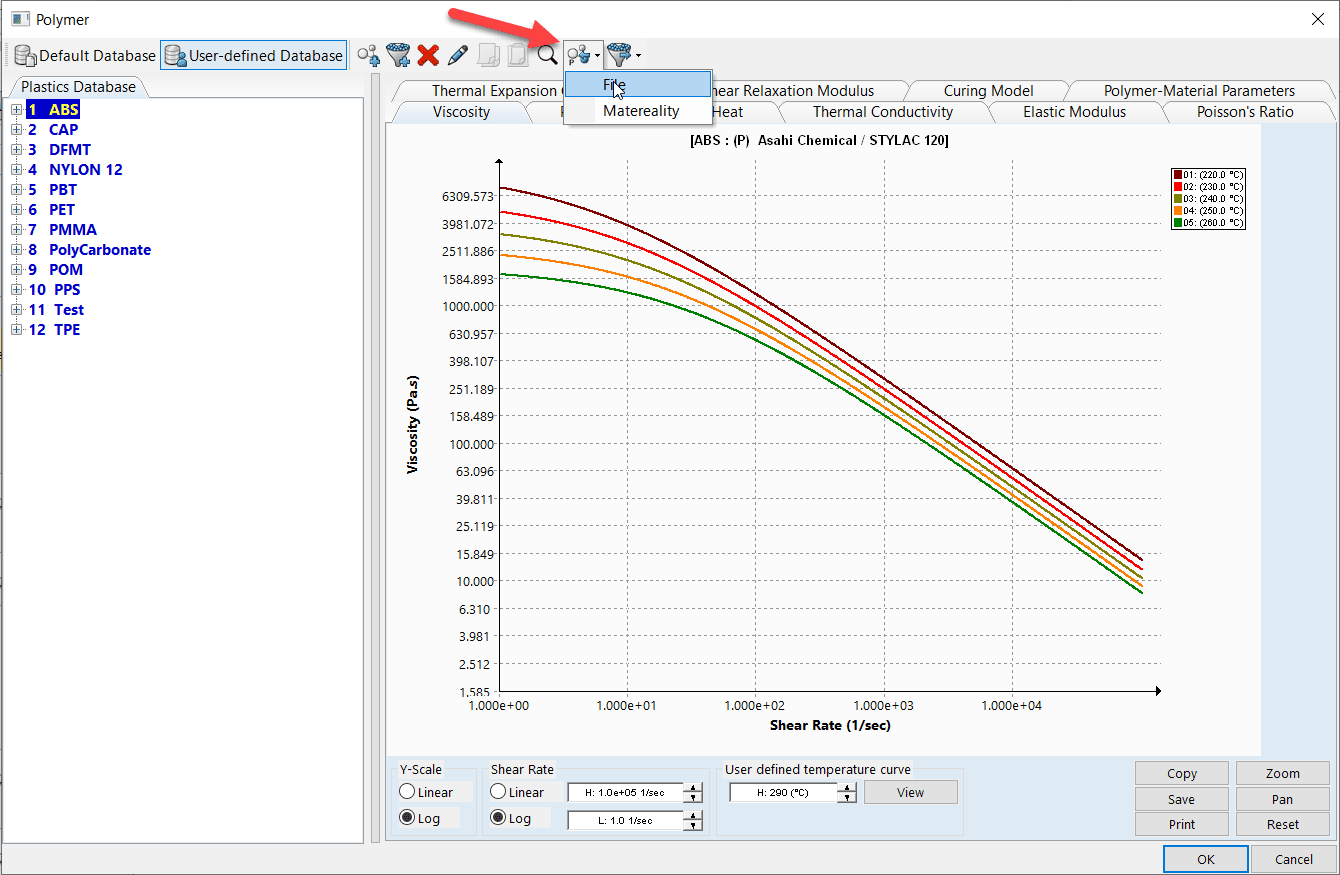 , Importing a custom material into SOLIDWORKS Plastics