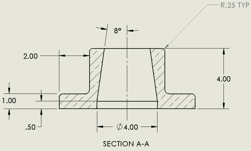 Updated hatch pattern in section view
