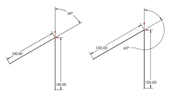 , Flipped Angle Dimension in SOLIDWORKS