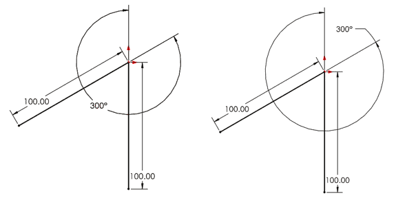 , Flipped Angle Dimension in SOLIDWORKS