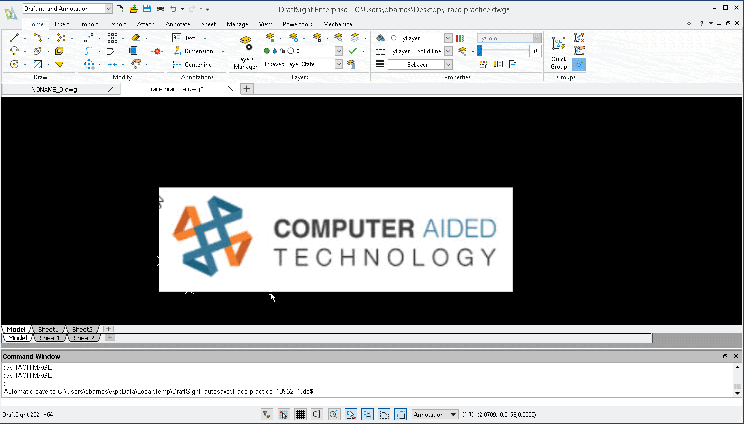 , Using Image Tracer in DraftSight
