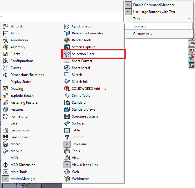 , SOLIDWORKS – Selection Tools…Where are they?