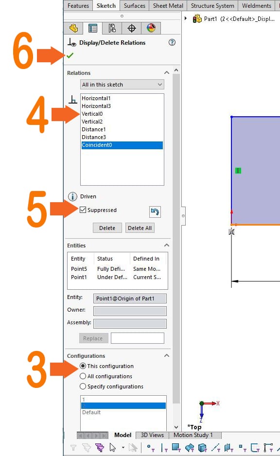 , Configuring Sketch Relations in SOLIDWORKS