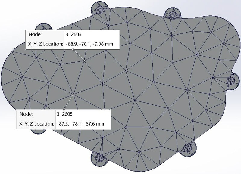 solidworks simulation verify straight line distance between selected nodes