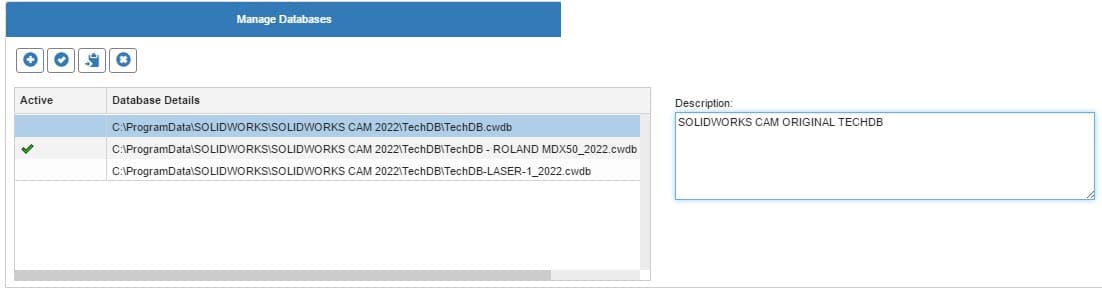 solidworks cam manage database