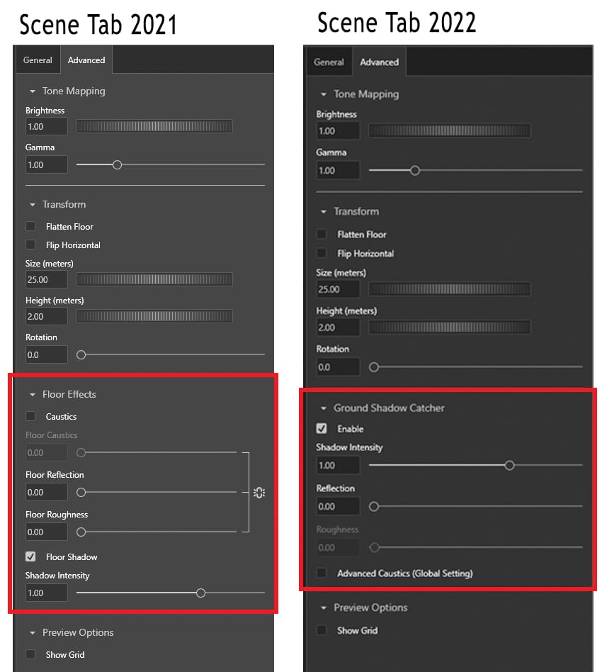 solidworks visualize 2021 2022 comparison scene tab