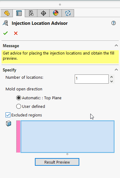 Injection Location Advisor Menu