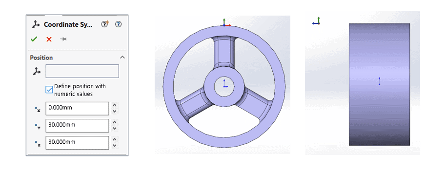 SOLIDWORKS 2022 Define position with numeric values