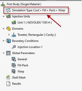 SOLIDWORKS 2022 Plastics New Study Interface