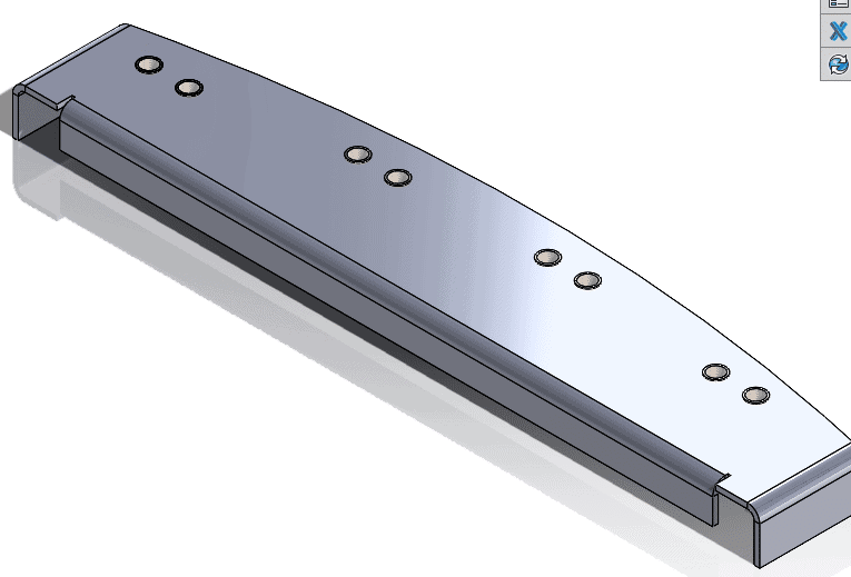Sheet metal component with all component instances patterned correctly.