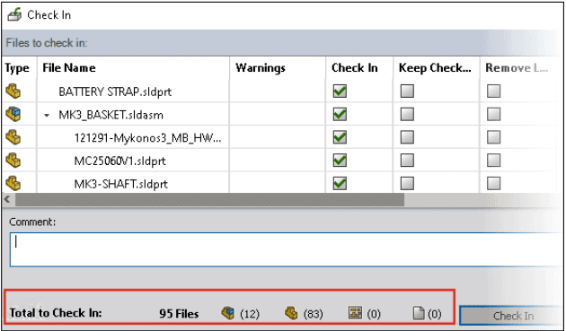 Understanding which file types are affected by a count with SOLIDWORKS PDM 2022 helps you know which operations might be time consuming.