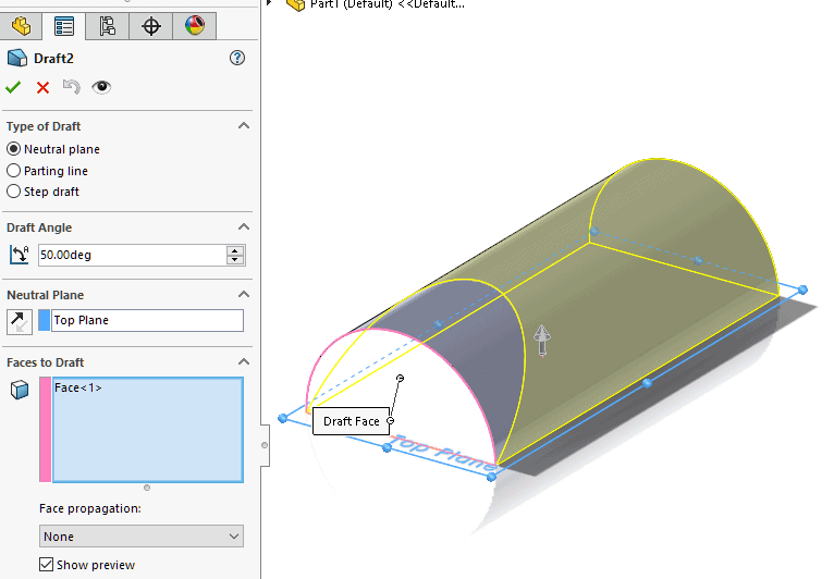 solidworks 2022 draft face
