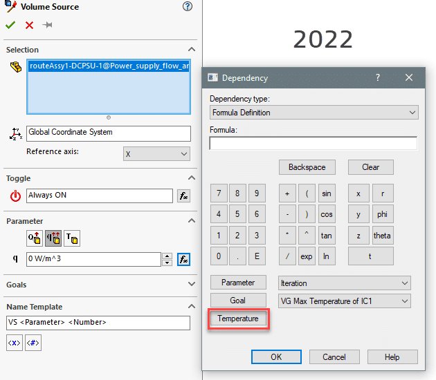 solidworks 2022 flow simulation dependency menu options