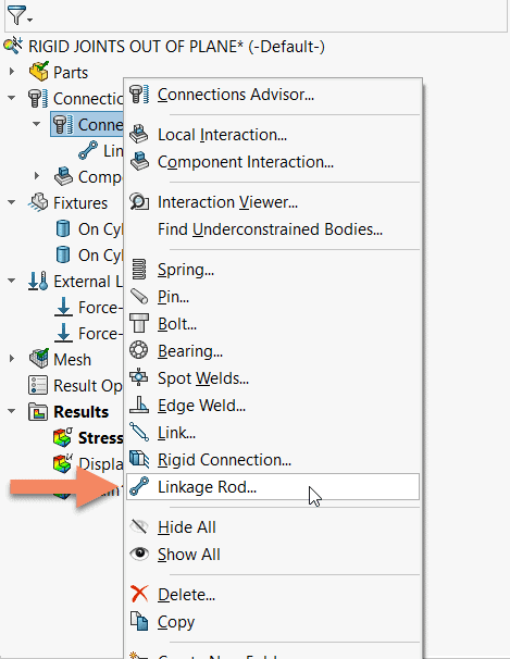 solidworks 2022 linkage rod