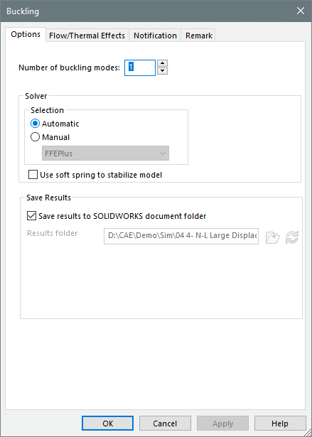 solidworks 2022 simulation buckling menu