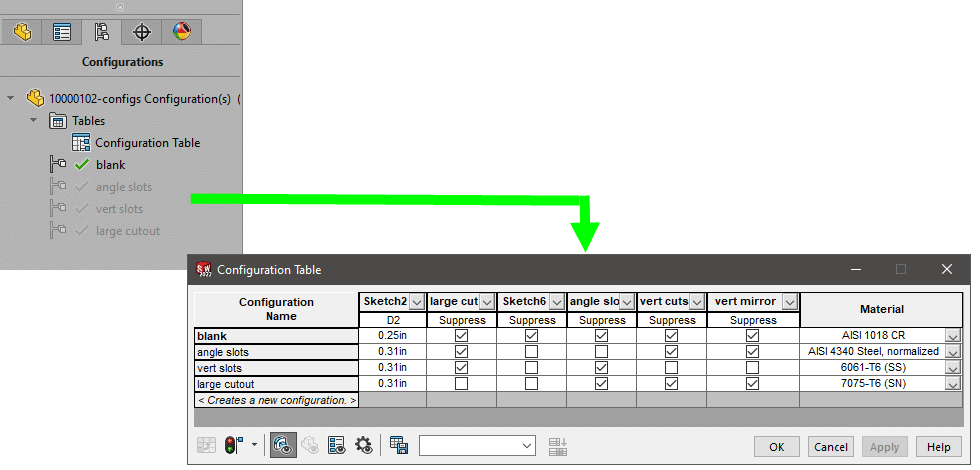 , SOLIDWORKS 2022 What’s New – Configuration Tables