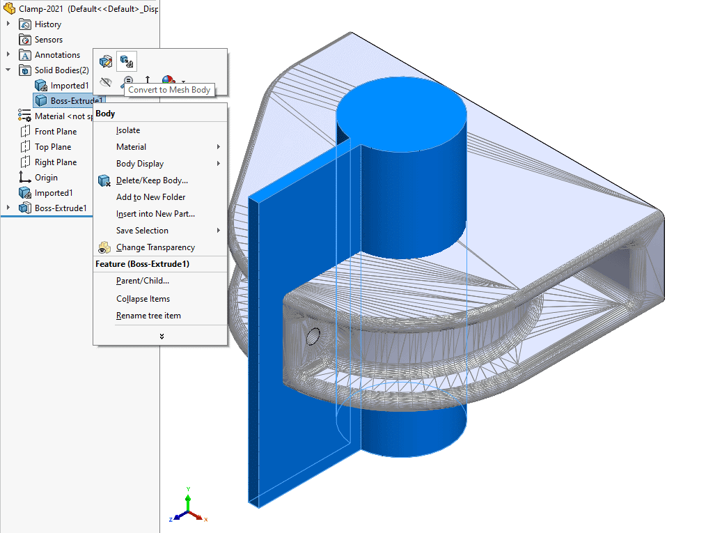 solidworks 2021 convert new solidworks brep