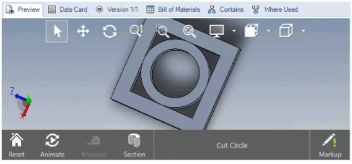 SOLIDWORKS PDM 2022 uses an embedded eDrawings viewer for looking at CAD models.