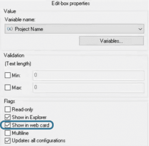 With SOLIDWORKS PDM 2022, you can specify certain variables to show on a web2 data card.