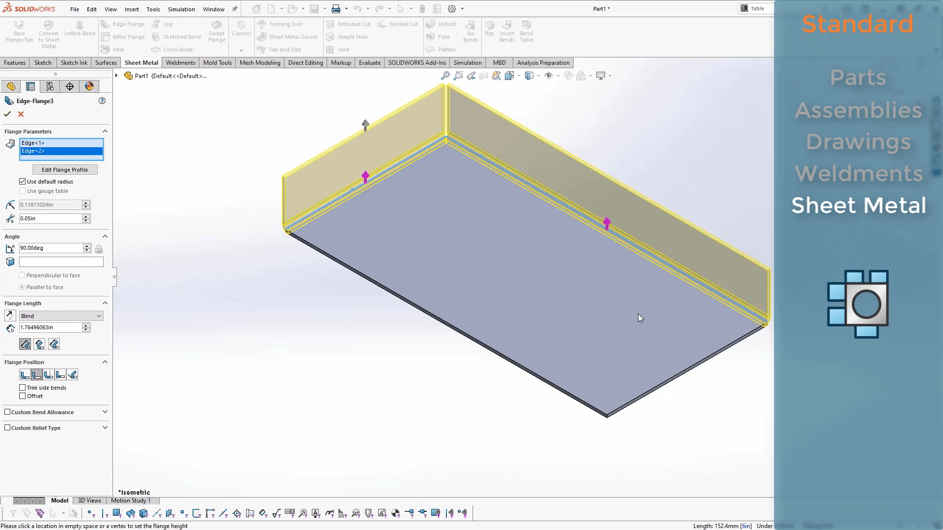 solidworks standard sheet metal