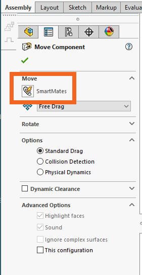 , SmartMates in SOLIDWORKS, without the ALT key