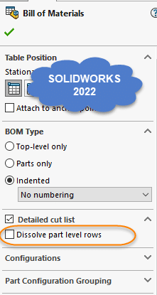 , SOLIDWORKS 2022 What’s New – Cut List Support in BOM Tables