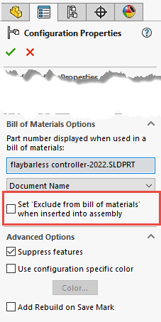 , SOLIDWORKS 2022 What’s New – Excluding Components From BOM