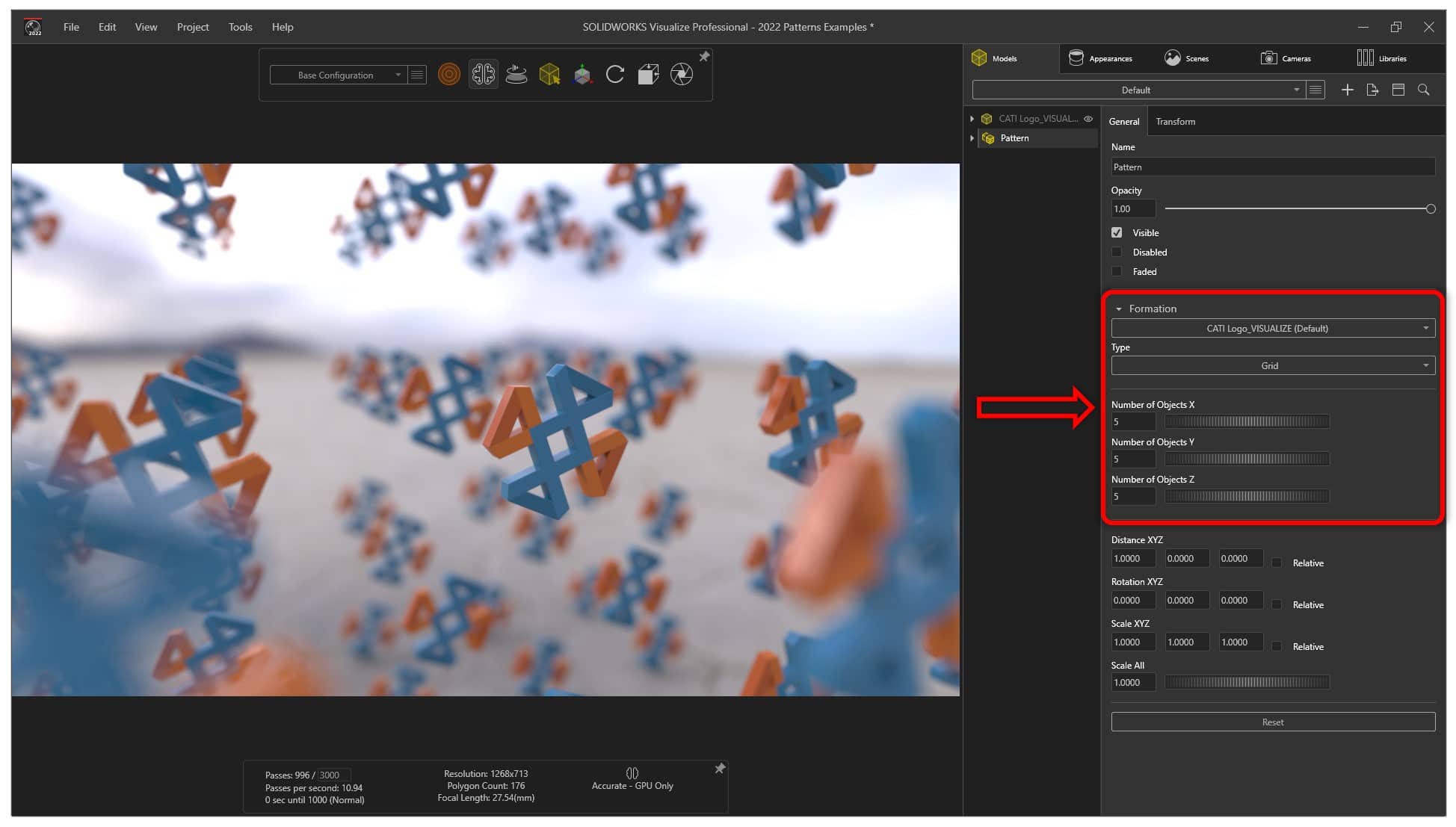 , SOLIDWORKS 2022 What’s New – SOLIDWORKS Visualize – Patterns and Corner Radius