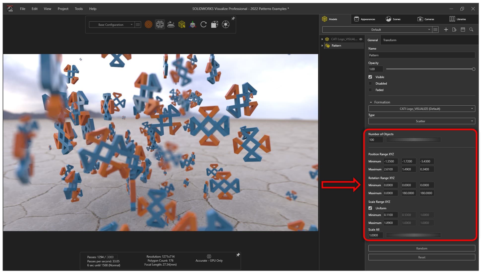 , SOLIDWORKS 2022 What’s New – SOLIDWORKS Visualize – Patterns and Corner Radius